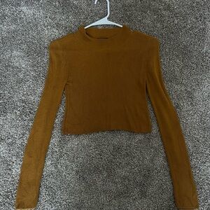 Topshop Mustard Ribbed Crop Top